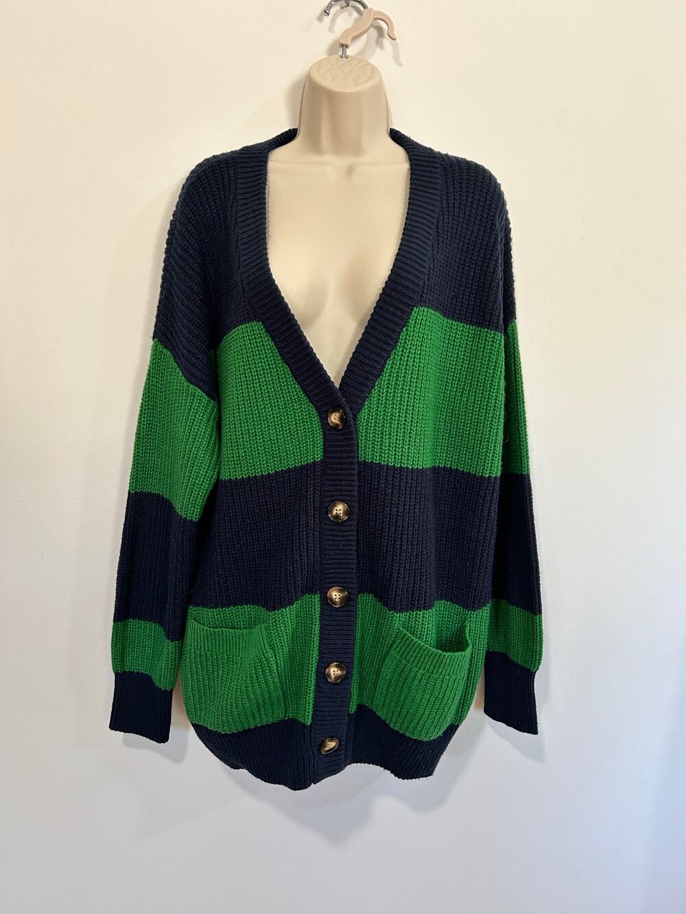 La Ligne for Target Oversized Rugby Rugby Cardigan Medium Navy Green